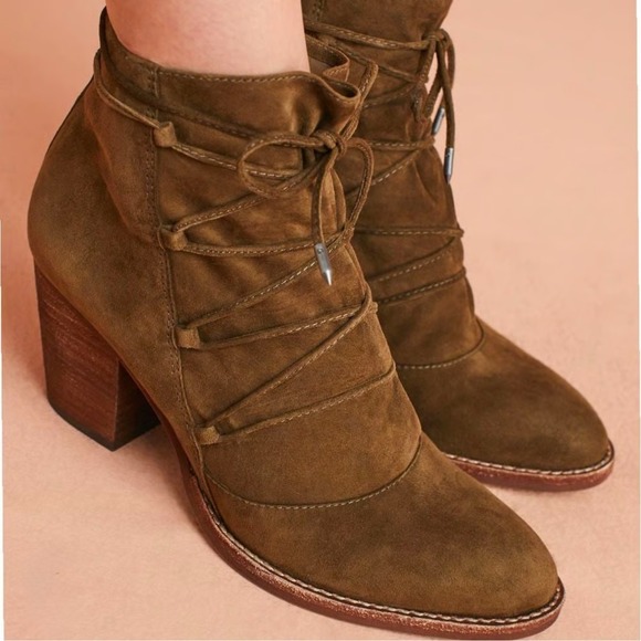 Anthropologie Sam Edelman Millard Suede Leather Lace Cottagecore Ankle Boots 6.5 - Picture 7 of 14